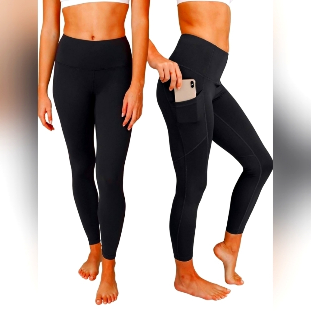 NWOT | 90 Degree By Reflex | Women's High Waist Leggings w/ Pockets | M | Black